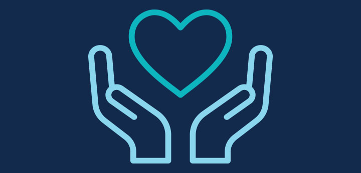 Hands holding heart icon